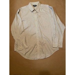 Ralph Lauren Classic Fit Long Sleeve Button Down Plaid Ivory/Blue Men’s 18 34/35